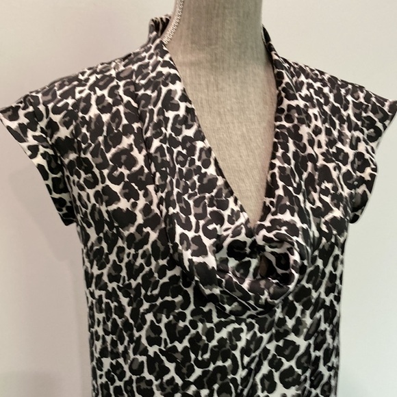 CALVIN Klein Leopard Print Cowl Neck Sleeveless Blouse - Picture 6 of 14